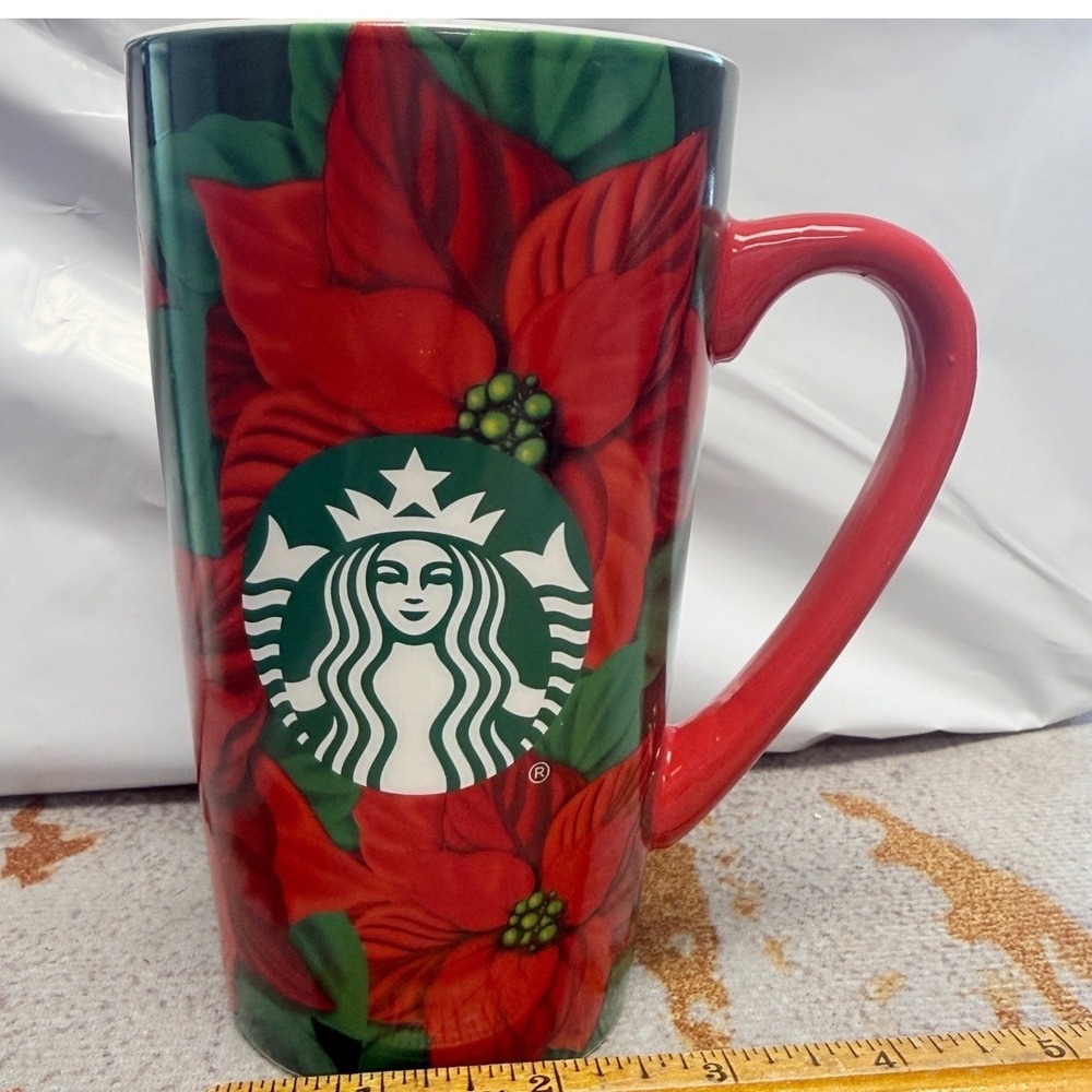 Starbucks Tall Mug 2020 Holiday Poinsettia Christmas Ceramic Coffee Tea Cup